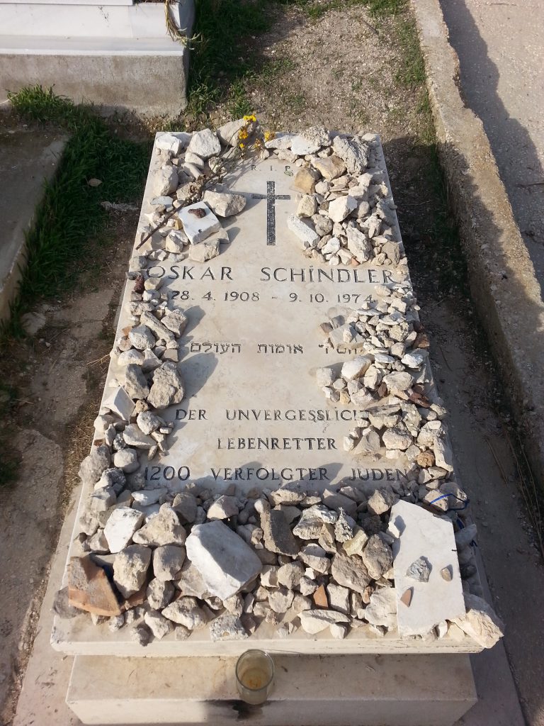 Oskar Schindlers grave. We all added rocks as respect and spoke about how he became a recognized righteous gentile.