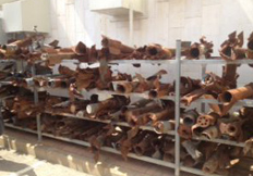 Exploded rockets in the Sderot Media Center