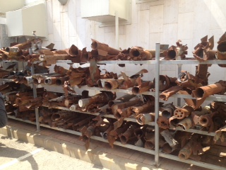 Exploded rockets in the Sderot Media Center