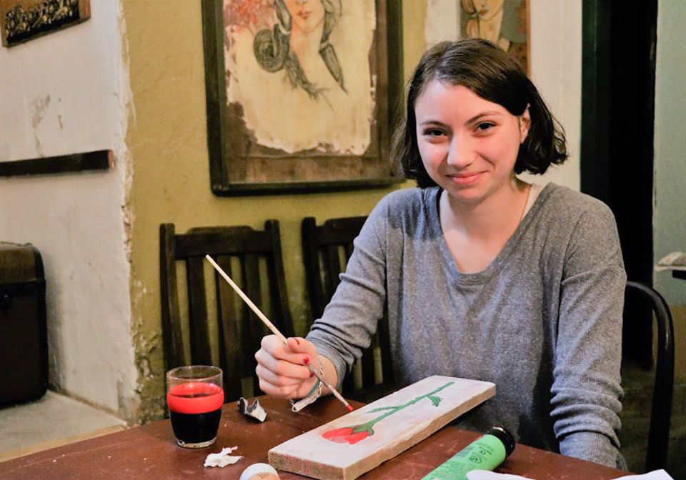 Teen girl painting