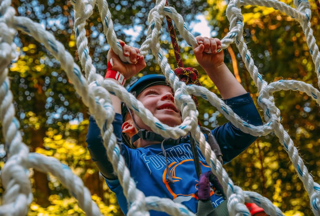 Westchester boy camper on ropes